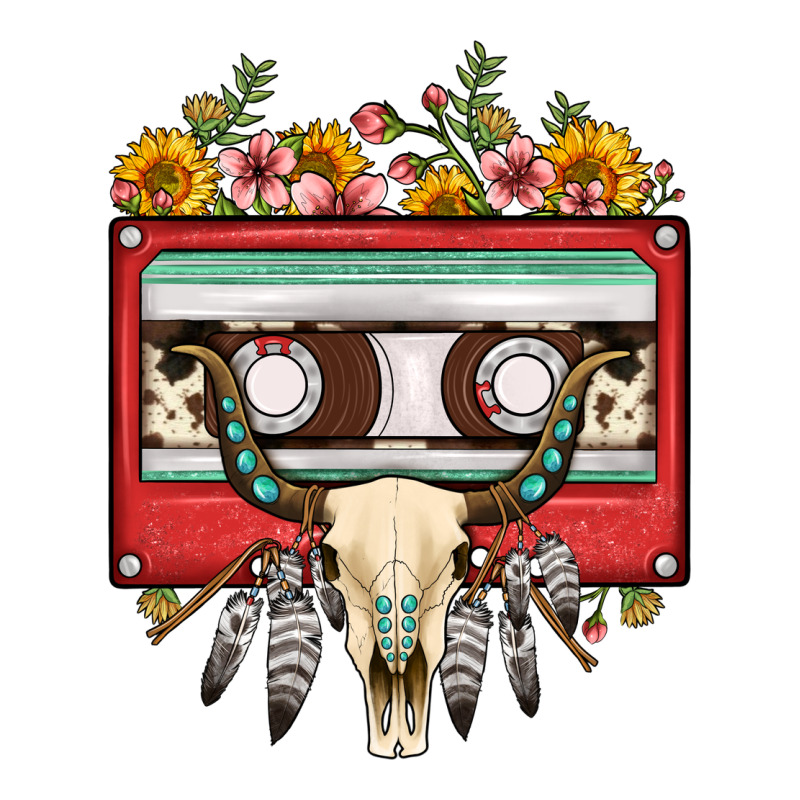 Bull Skull Sunflower Floral Cassette Premium Hoodie by FaDigitalArtStudio | Teevron