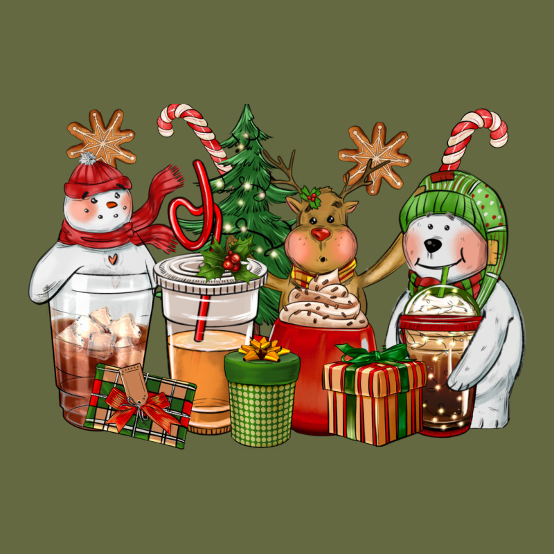 Christmas Polar Bear Reindeer And Snowman Coffee C Long Sleeve Tee by CowGirlArtShop | Teevron