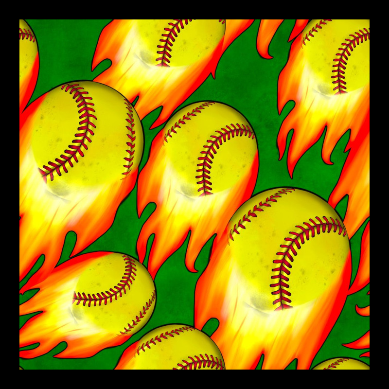 Softball Fire Ball Seamless Pattern Heavy Core Tee by BundleAndBundleShop | Teevron