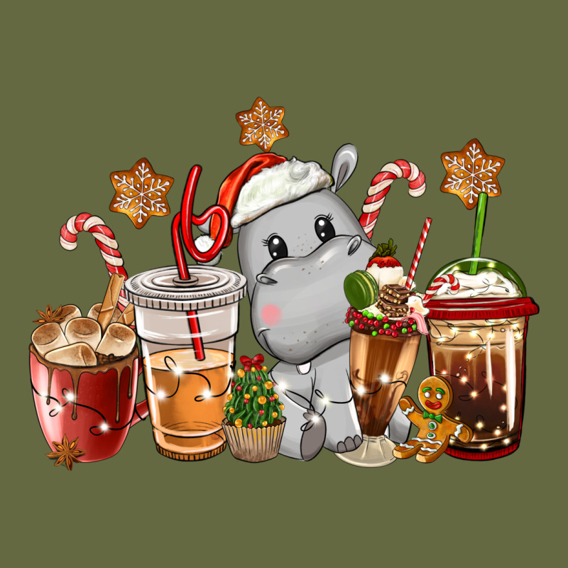Hippopotamus Coffee Cups Christmas Long Sleeve Tee by CowGirlArtShop | Teevron