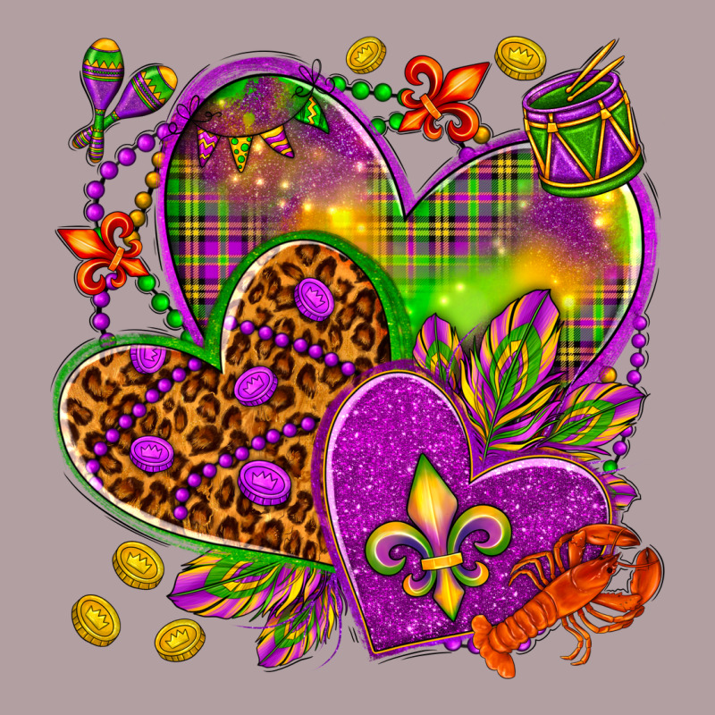 Mardi Gras Hearts Vintage Hoodie by HowdyJamesFarm | Teevron