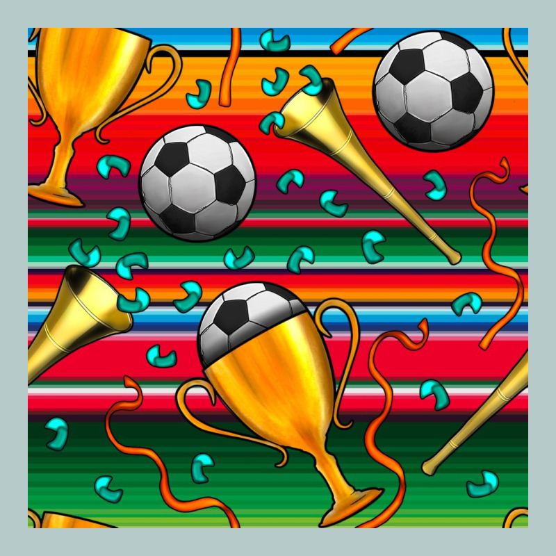 Soccer Winner Cup And Vuvuzela With Serape Seamless Pattern Heavy Core Tee by BundleAndBundleShop | Teevron