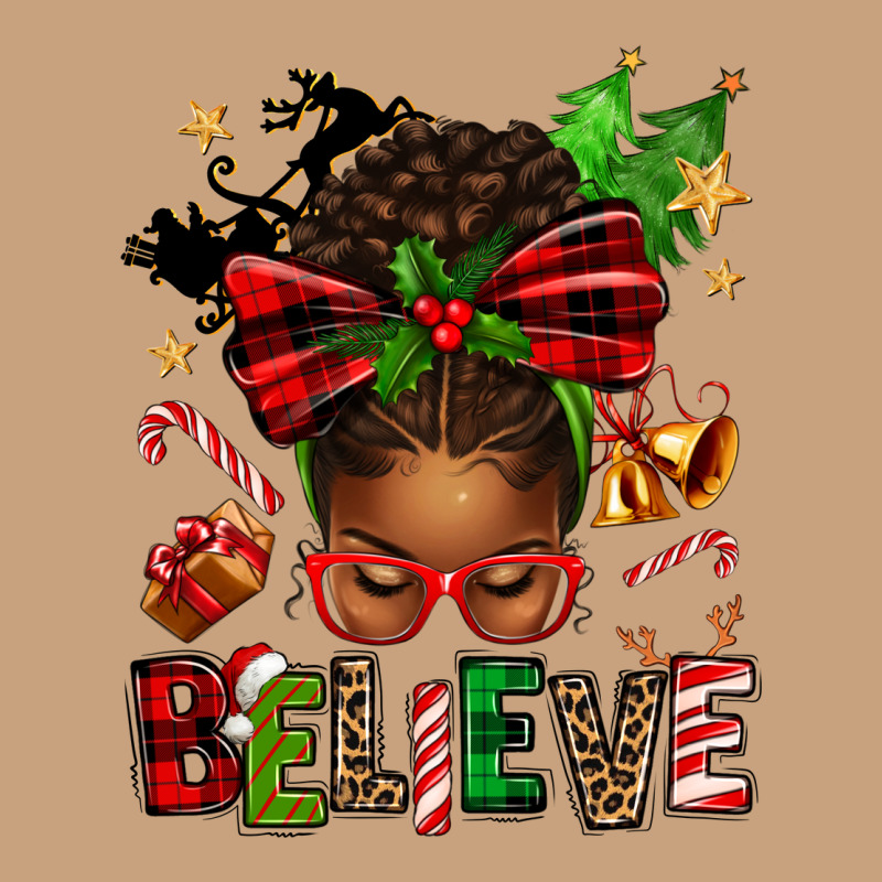 Christmas Believe Afro Messy Bun Vintage Tee by texasbilliewilder | Teevron