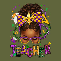 Mardi Gras Teacher Afro Messy Bun Classic Tee | Teevron
