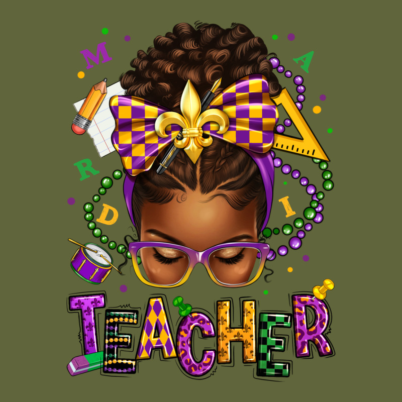 Mardi Gras Teacher Afro Messy Bun Classic Tee by texasbilliewilder | Teevron