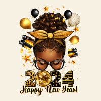 2024 Happy New Year  Afro Messy Bun Vintage Tee | Teevron