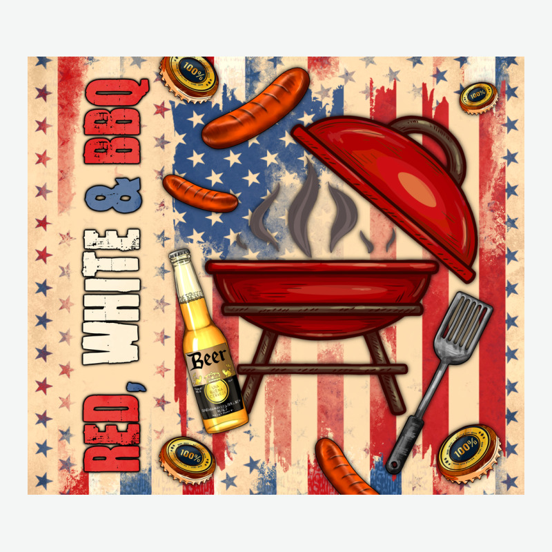 Red White And Bbq Usa Flag Urban Heavy Tee by TumblerDesignByShophia | Teevron