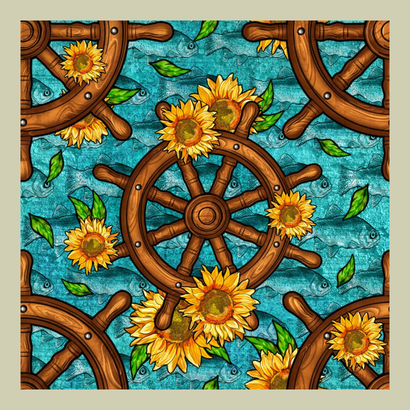 Lake Boat Rudder And Sunflowers Seamless Pattern Heavy Core Tee by BundleAndBundleShop | Teevron