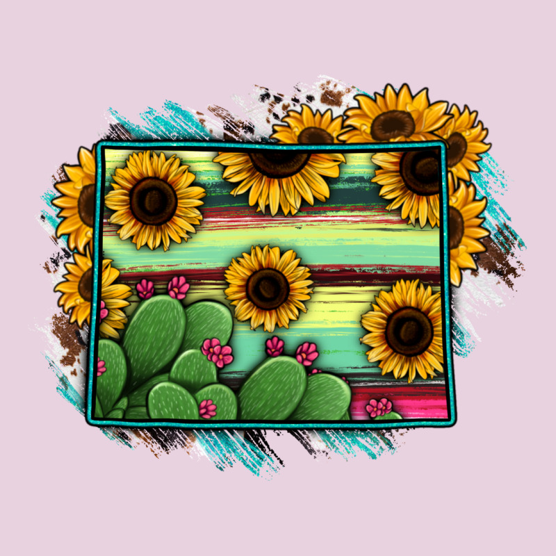Wyoming Map Sunflower Cactus Serape Ladies Tee by RanaPortraitStore | Teevron