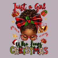 Just A Girl Who Loves Christmas Afro Messy Bun Vintage Tee | Teevron