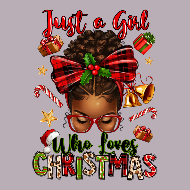 Just A Girl Who Loves Christmas Afro Messy Bun Vintage Tee by texasbilliewilder | Teevron