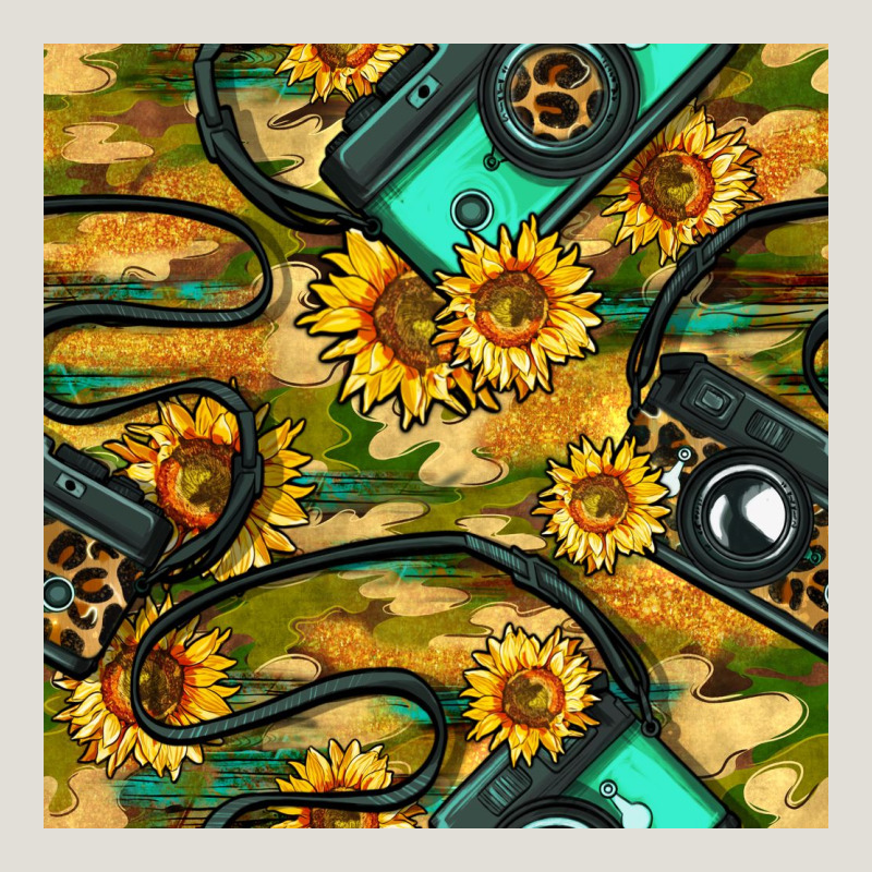 Leopard Digital Camera And Sunflowers With Camouflage Seamless Pattern Heavy Core Tee by BundleAndBundleShop | Teevron