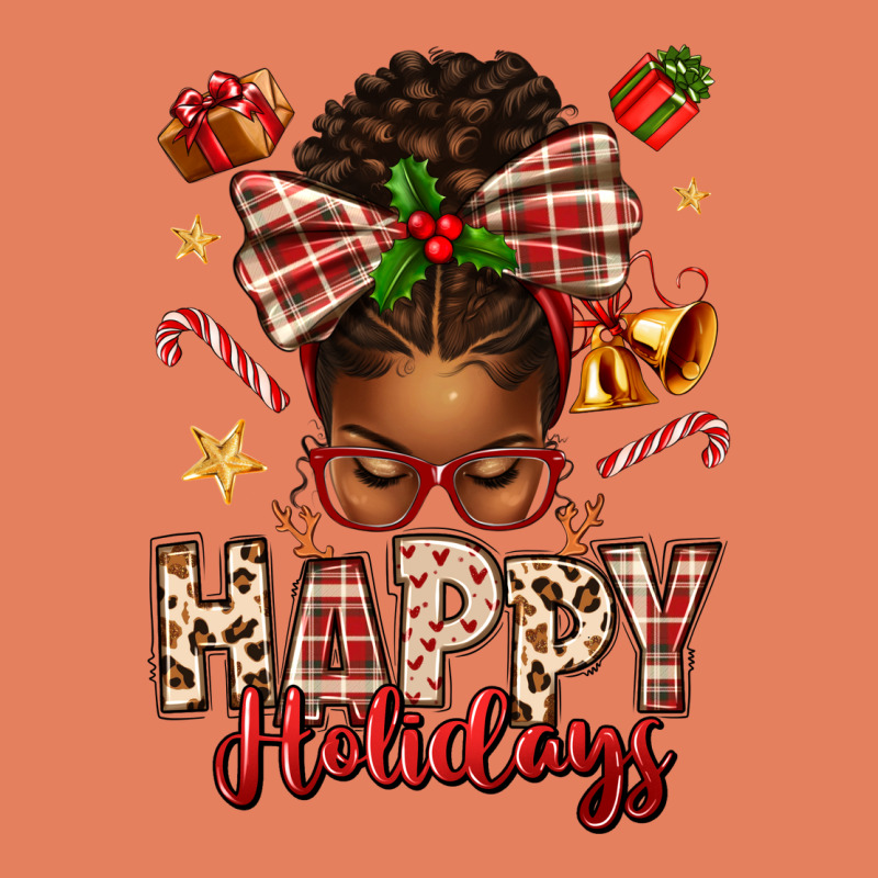 Happy Holidays Christmas Afro Messy Bun Classic Tee by texasbilliewilder | Teevron