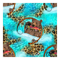 Mama Bear Hunting Fish With Leopard Seamless Pattern | Teevron