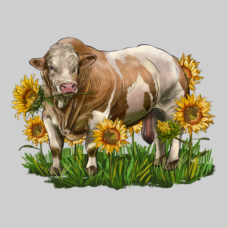 Simmental Bull With Sunflowers Premium Tee by LillyAllenDesigns | Teevron