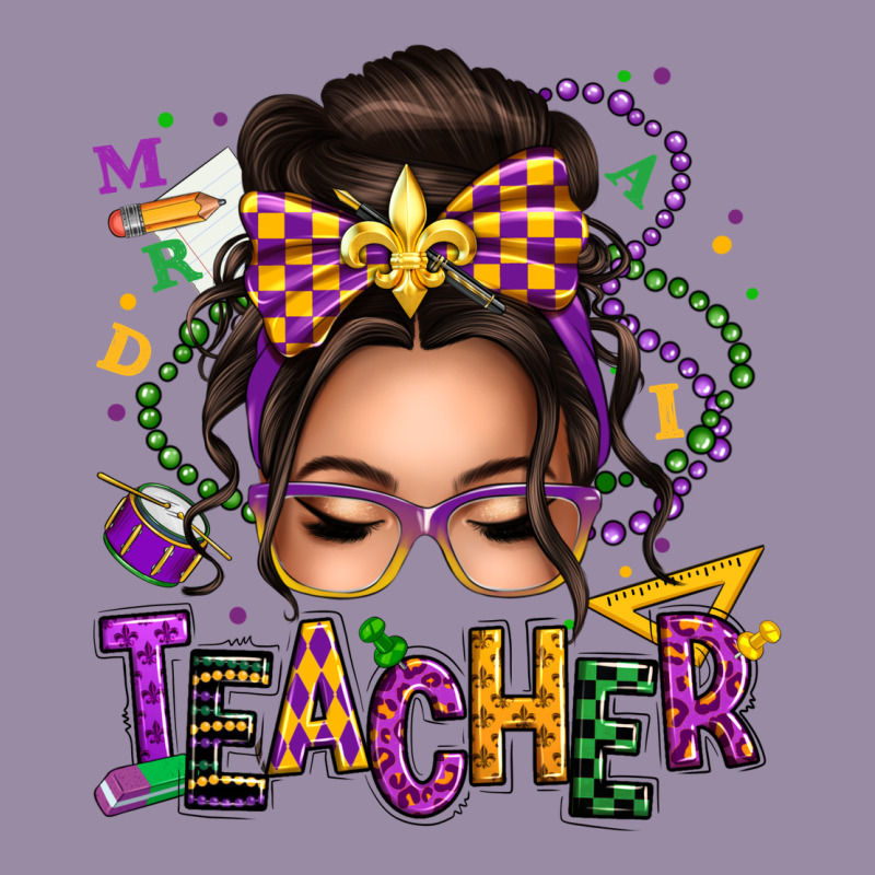 Mardi Gras Teacher Caucasian Messy Bun Classic Tee by texasbilliewilder | Teevron