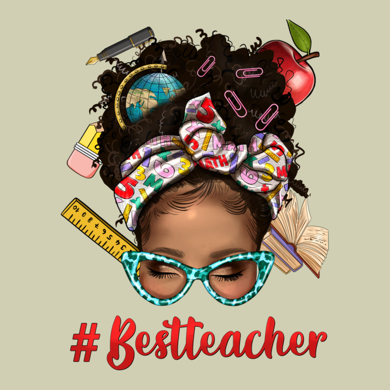 Afro Messy Bun Best Teacher With Leopard Glasses Bbs Heavy Core Tee by BundleAndBundleShop | Teevron