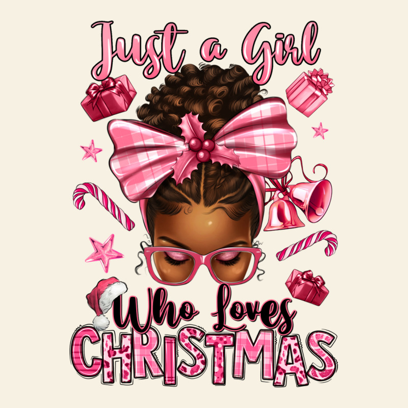Just A Girl Who Loves Pink Christmas Afro Messy Bu Vintage Tee by texasbilliewilder | Teevron