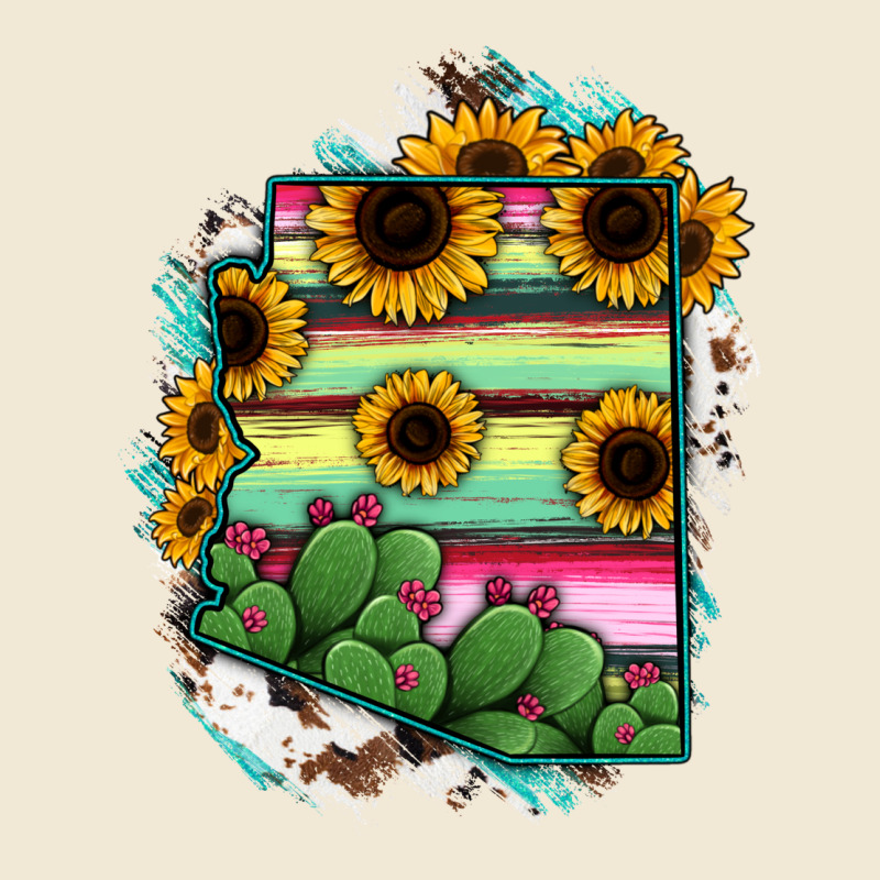 Arizona Map Sunflower Cactus Serape Ladies Tee by RanaPortraitStore | Teevron
