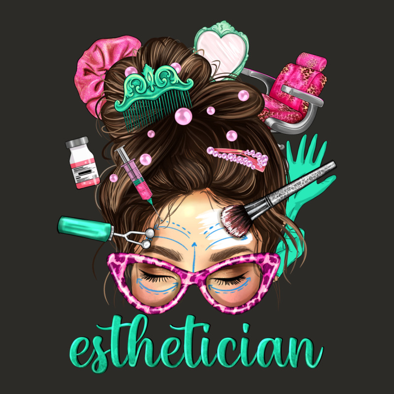 Esthetician Messy Bun With Pink Leopard Glasses Bbs Heavy Core Tee by BundleAndBundleShop | Teevron