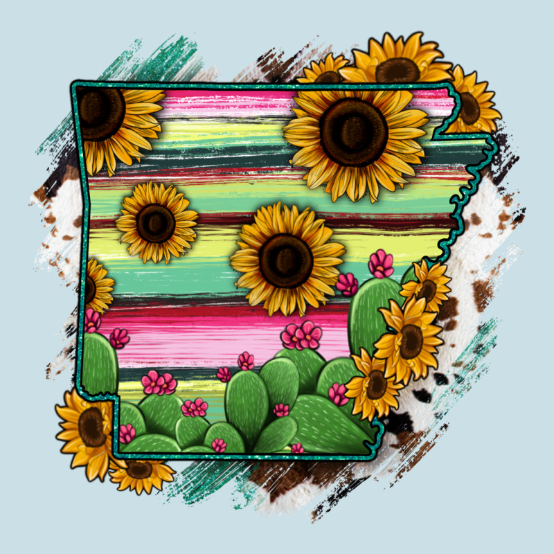 Arkansas Map Sunflower Cactus Serape Ladies Tee by RanaPortraitStore | Teevron