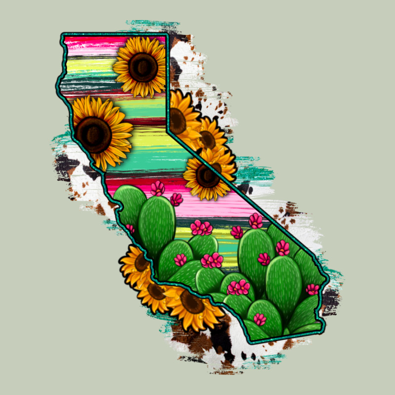 California Map Sunflower Cactus Serape Ladies Tee by RanaPortraitStore | Teevron