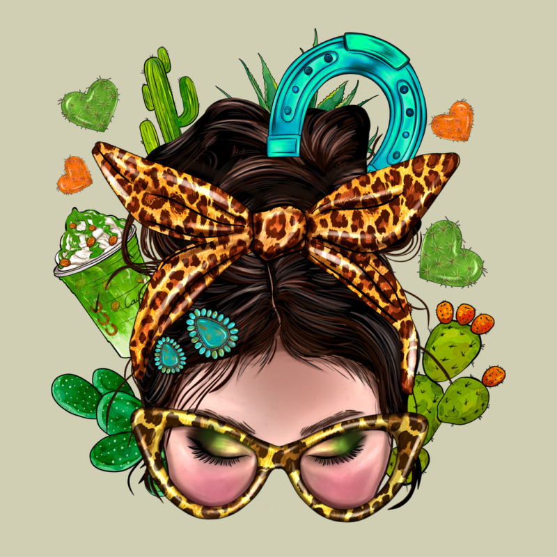 Western  Messy Bun With Cactus Heavy Core Tee by BundleAndBundleShop | Teevron