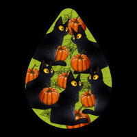 Black Cat Halloween Teardrop Premium Tee | Teevron