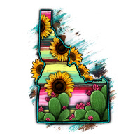 Idaho Map Sunflower Cactus Serape Ladies Tee | Teevron
