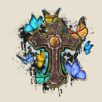 Cross With Butterflies Cowhide Background Urban Hoodie | Teevron