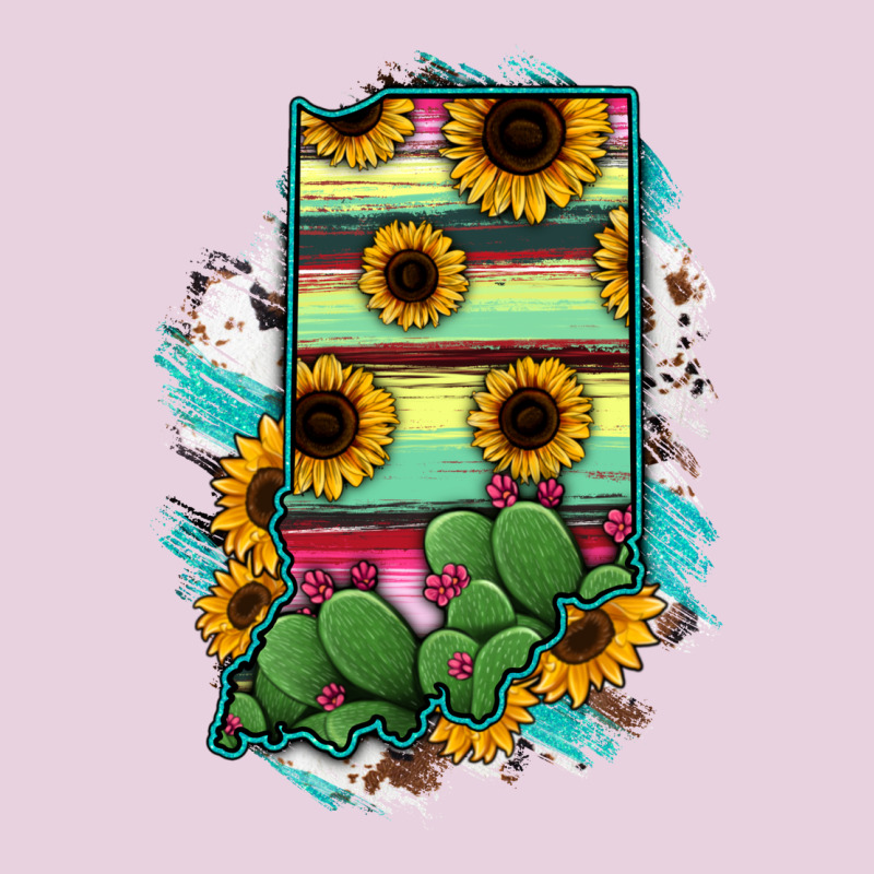 Indiana Map Sunflower Cactus Serape Ladies Tee by RanaPortraitStore | Teevron