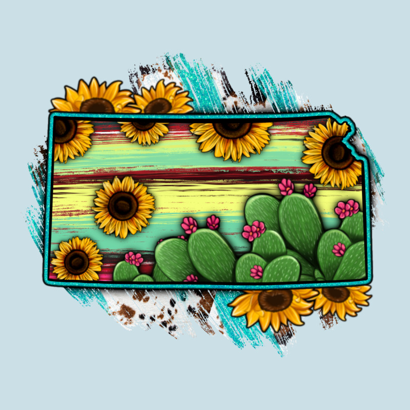 Kansas Map Sunflower Catus Serape Ladies Tee by RanaPortraitStore | Teevron