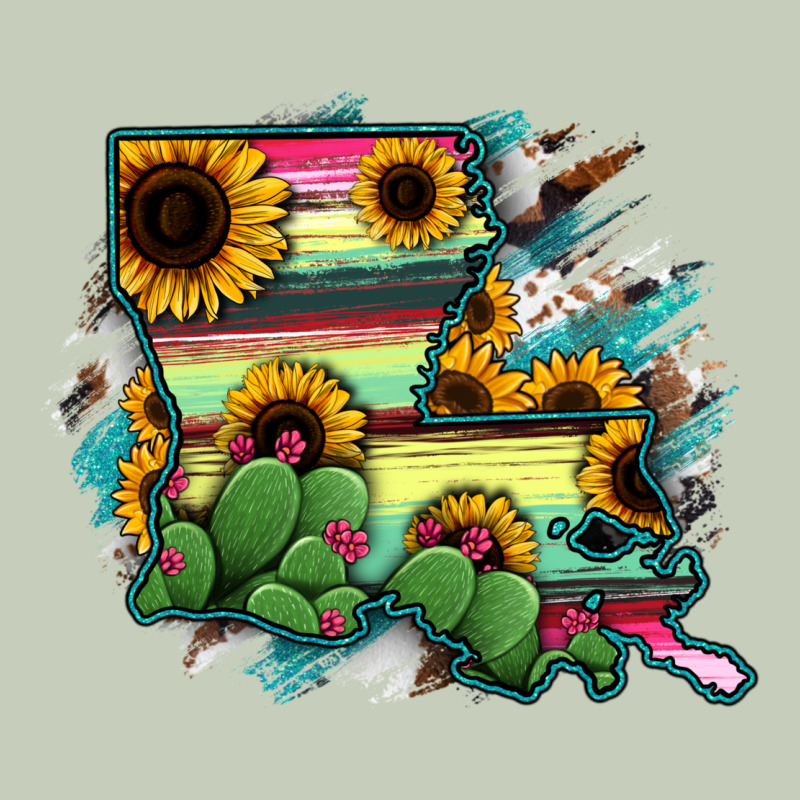 Louisiana Map Sunflower Cactus Serape Ladies Tee by RanaPortraitStore | Teevron