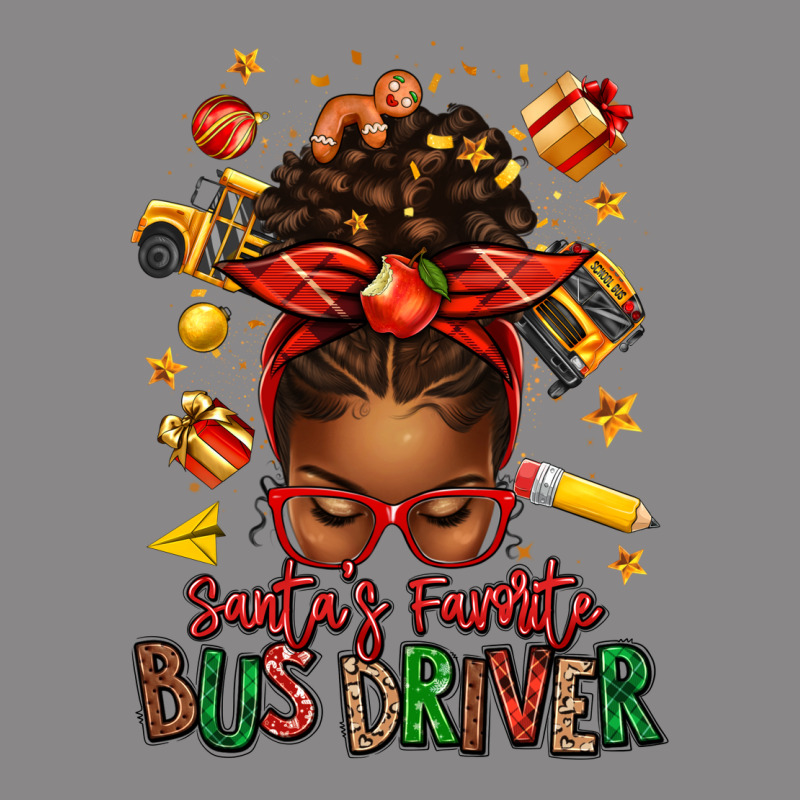 Santas Favorite School Bus Driver Afro Messy Bun Vintage Tee by texasbilliewilder | Teevron