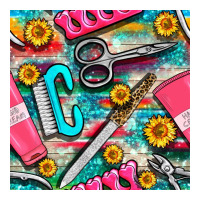 nail art tools and hand cream with serape and turquoise glitter seamle | Teevron