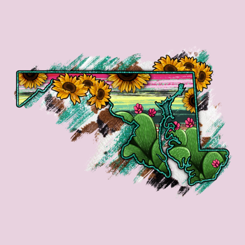 Maryland Map Sunflower Cactus Serape Ladies Tee by RanaPortraitStore | Teevron