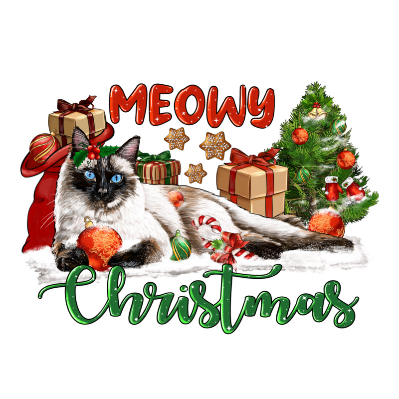 Siamese Cat Meowy Christmas Premium Tee by LillyAllenDesigns | Teevron