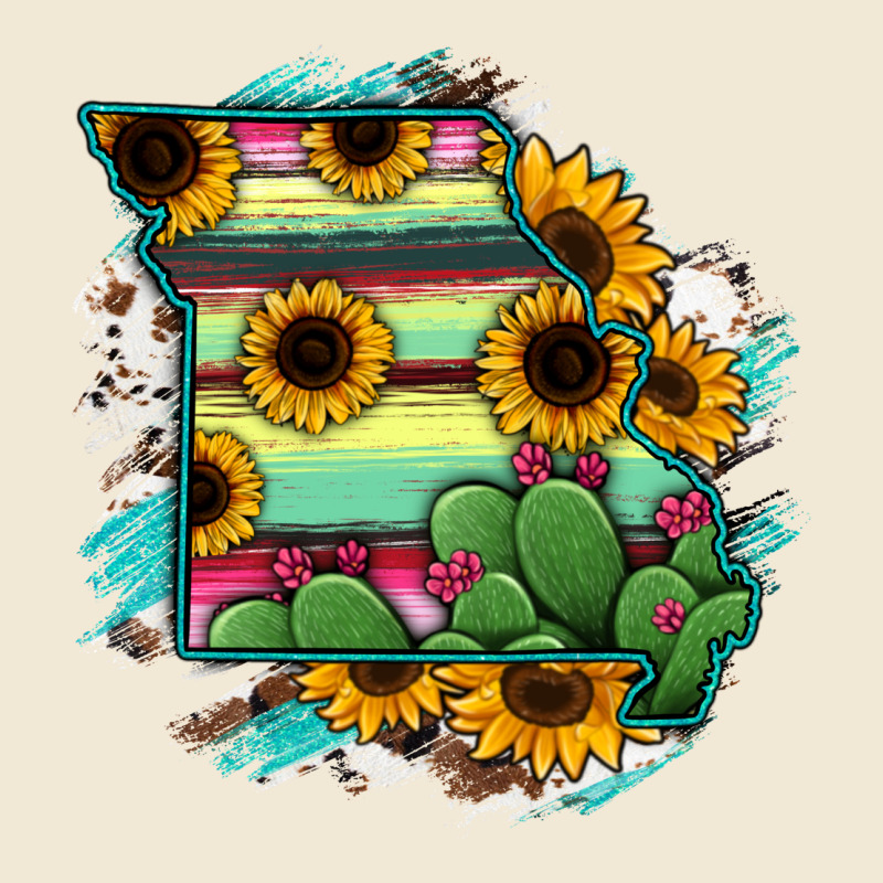 Missouri Map Sunflower Cactus Serape Ladies Tee by RanaPortraitStore | Teevron