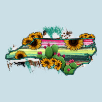 North Carolina Map Sunflower Cactus Serape Ladies Tee | Teevron