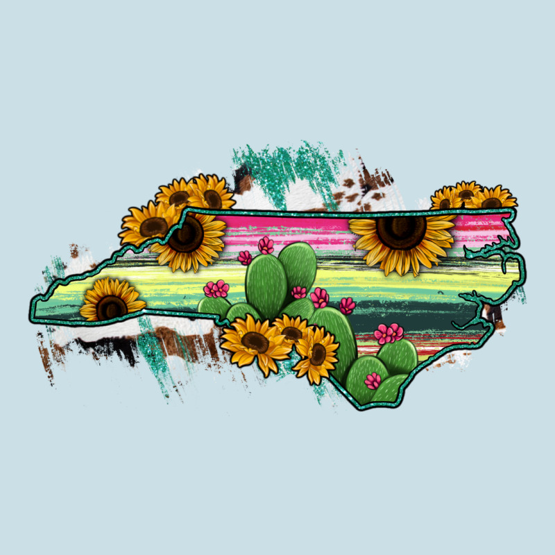 North Carolina Map Sunflower Cactus Serape Ladies Tee by RanaPortraitStore | Teevron