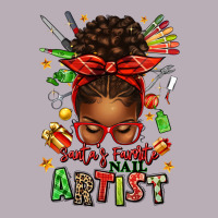 Santa's Favorite Nail Artist Afro Messy Bun Vintage Tee | Teevron