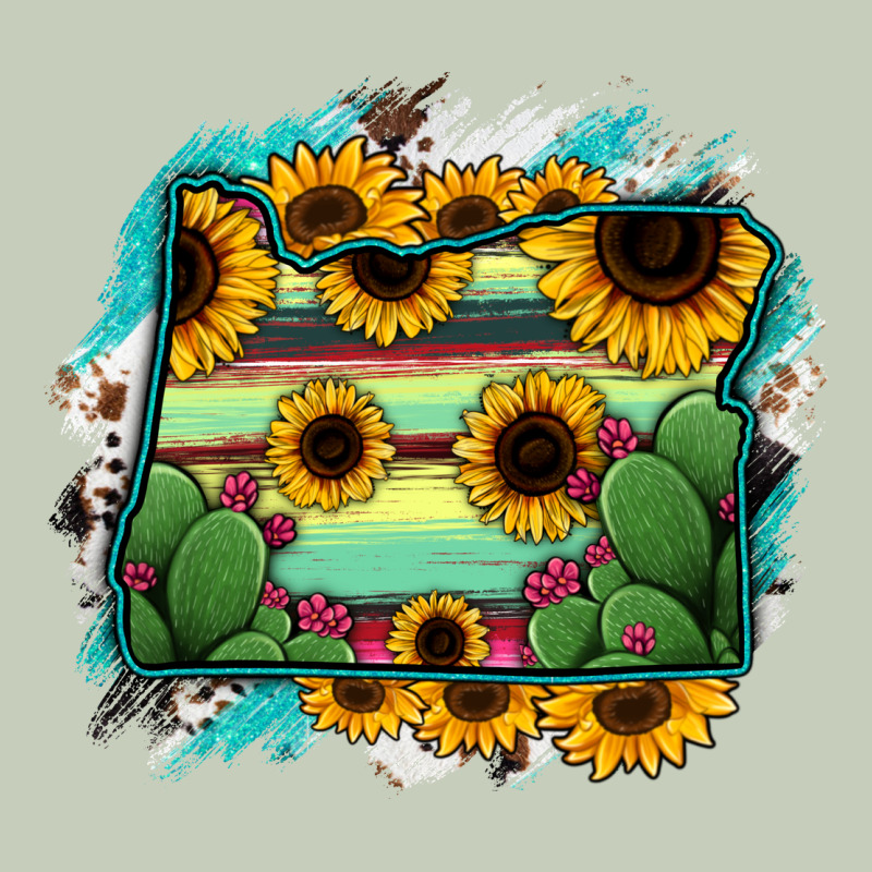 Oregon Map Sunflower Cactus Serape Ladies Tee by RanaPortraitStore | Teevron
