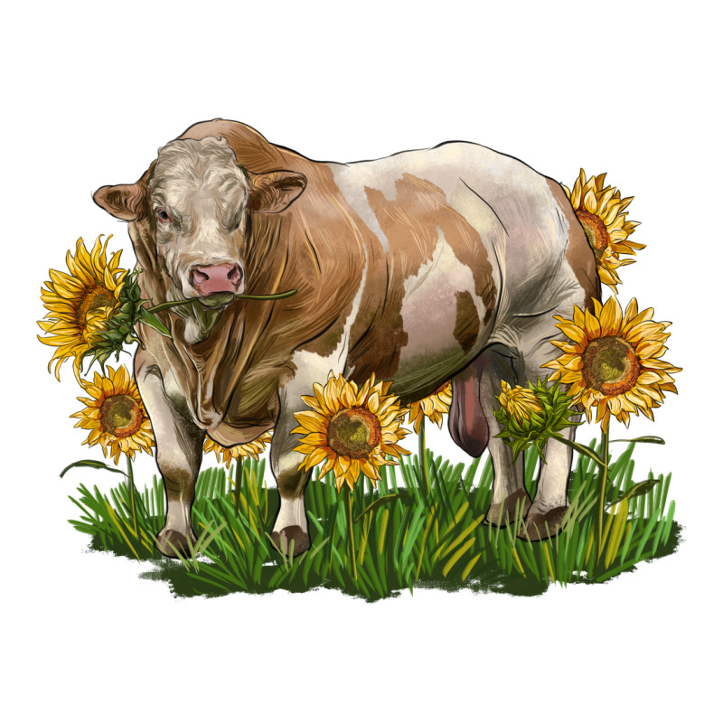 Simmental Bull With Sunflowers Ladies Tee by LillyAllenDesigns | Teevron