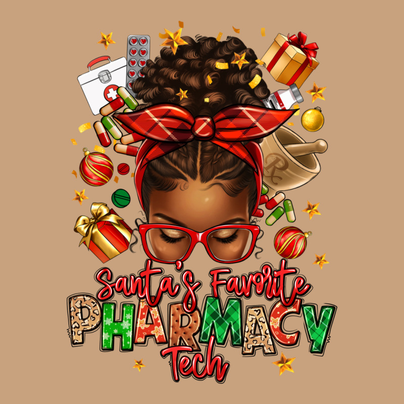 Santas Favorite Pharmacy Tech Afro Messy Bun Vintage Tee by texasbilliewilder | Teevron