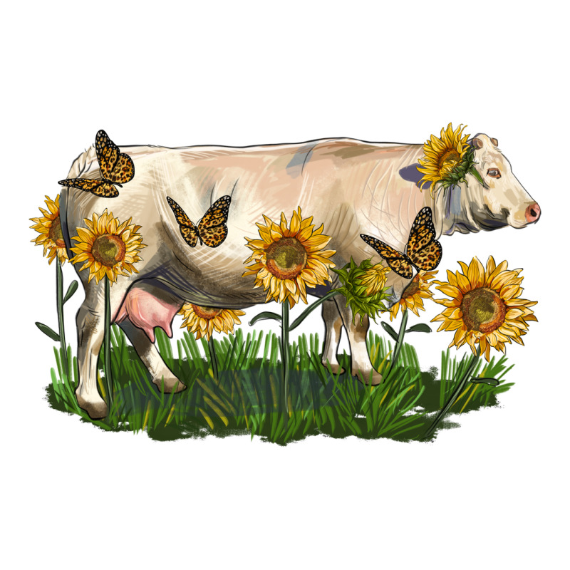 Charolais Cow With Sunflower Ladies Tee by LillyAllenDesigns | Teevron