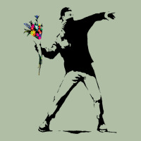 Banksy Protester Throwing Flowers Urban Heavy Tee | Teevron
