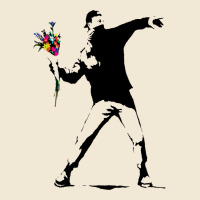 Banksy Protester Throwing Flowers Premium Tee | Teevron
