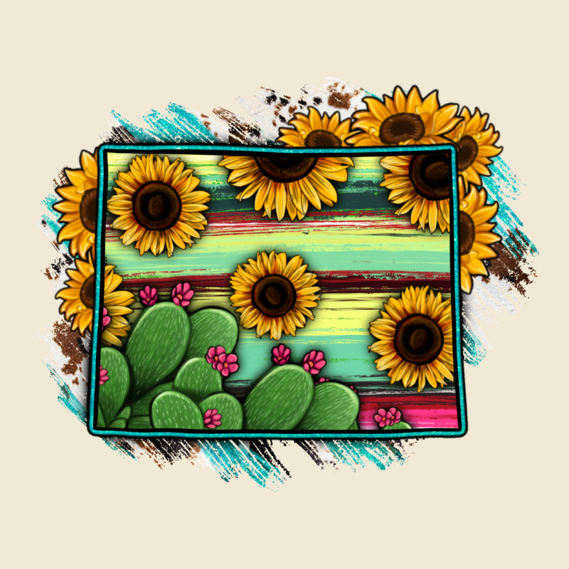 Wyoming Map Sunflower Cactus Serape Ladies Tee by RanaPortraitStore | Teevron
