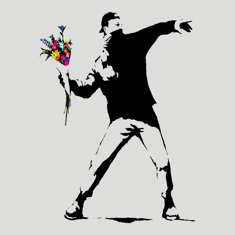 Banksy Protester Throwing Flowers Zipper Hoodie by lanVoArt | Teevron
