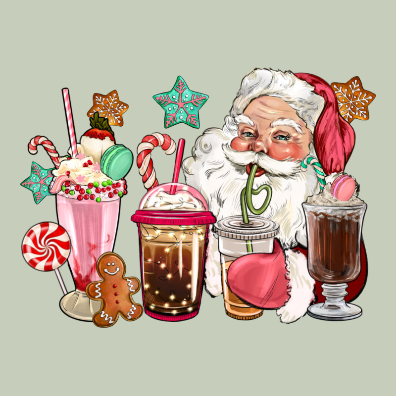 Pink Santa Christmas Santa Coffe Cups Long Sleeve Tee by CowGirlArtShop | Teevron